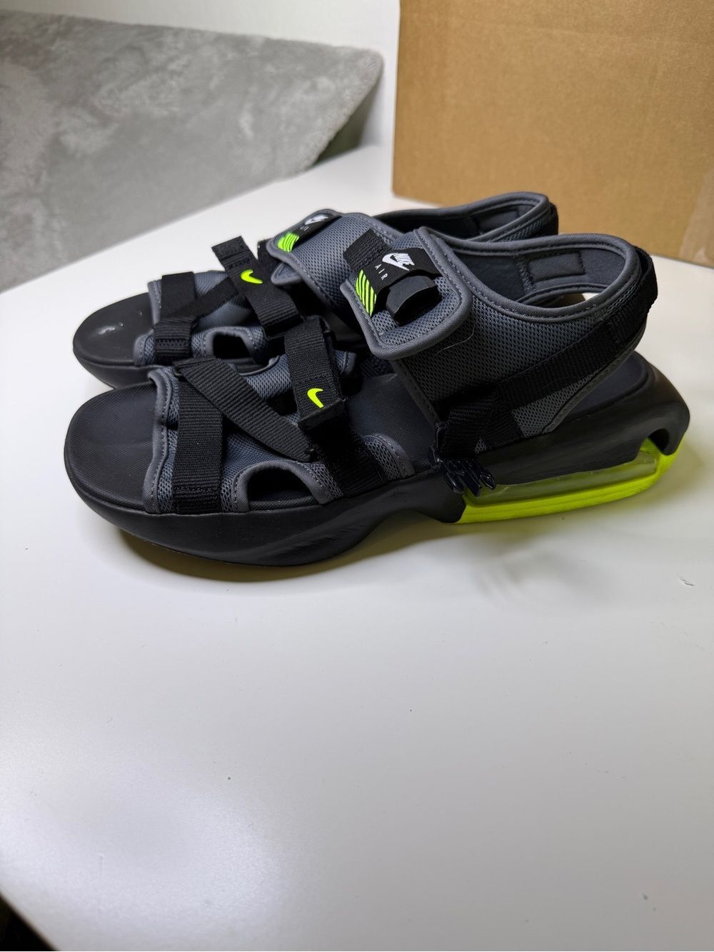 Nike Air Max Sol Sandal in Black with Neon Green Accent 10